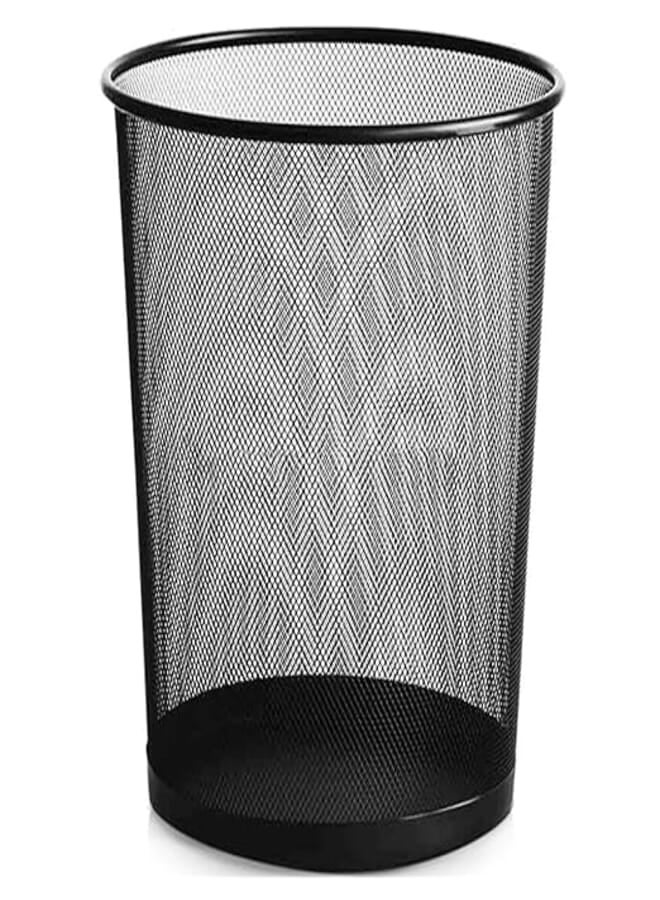 LJG- Dustbins Circular Mesh Waste Bin Household Metal Black Lightweight and Sturdy Trash Can Office Paper Basket (Size : 23.5 * 26cm)